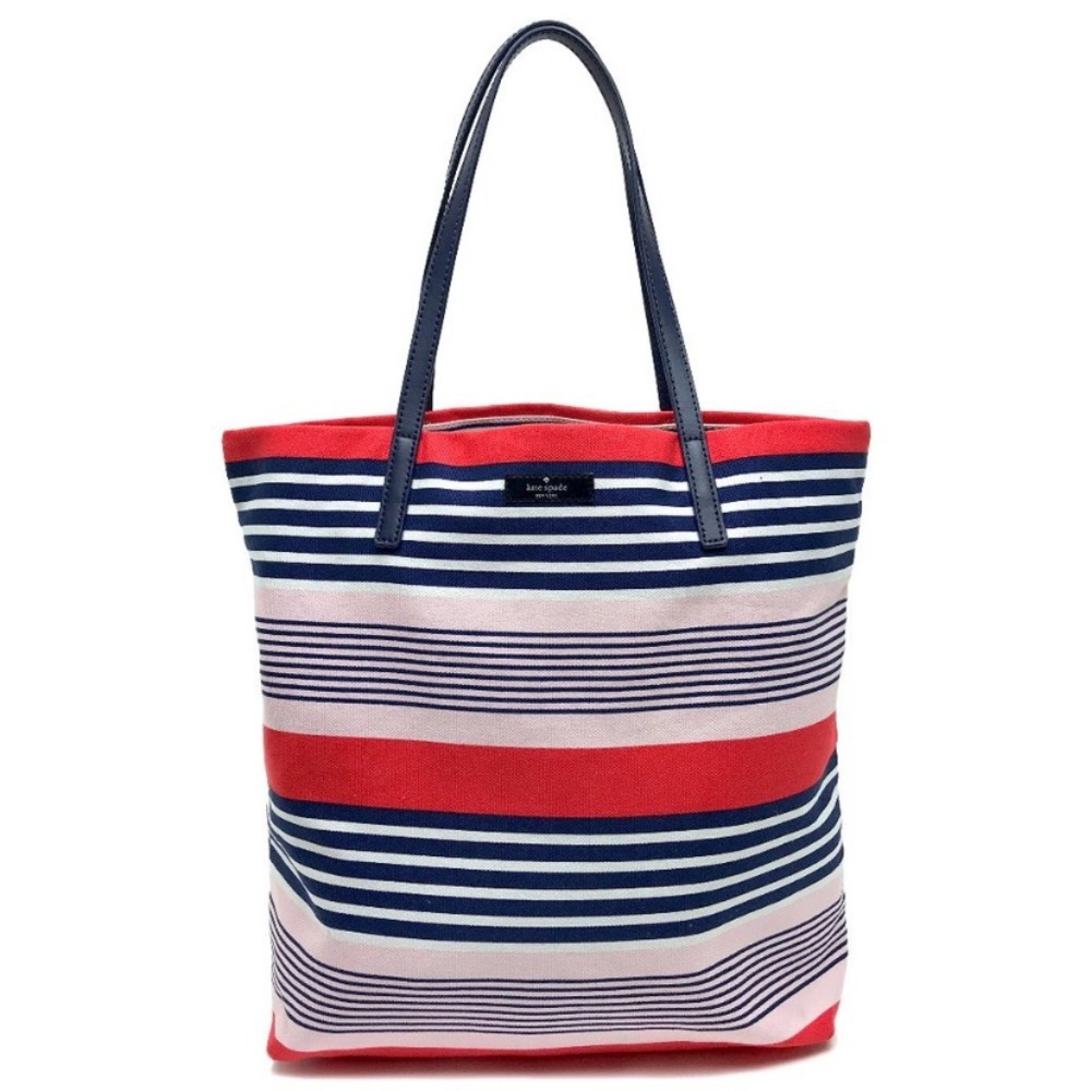 NWT Kate spade stripe canvas tote bon shopper bag